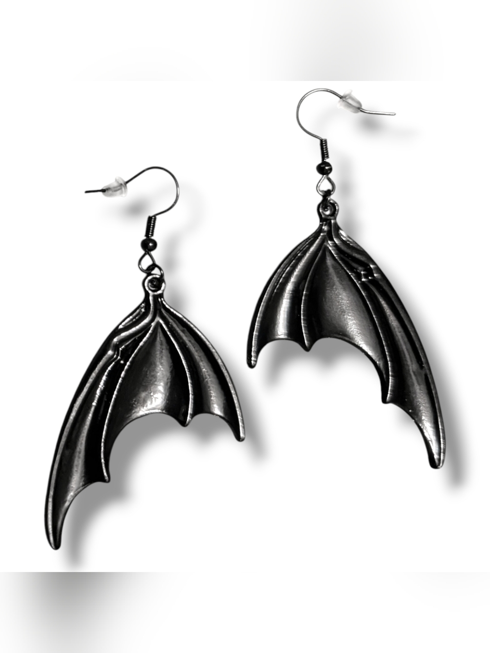 NWT Handmade Dangly Goth Alt Black Batwing Drop Earrings